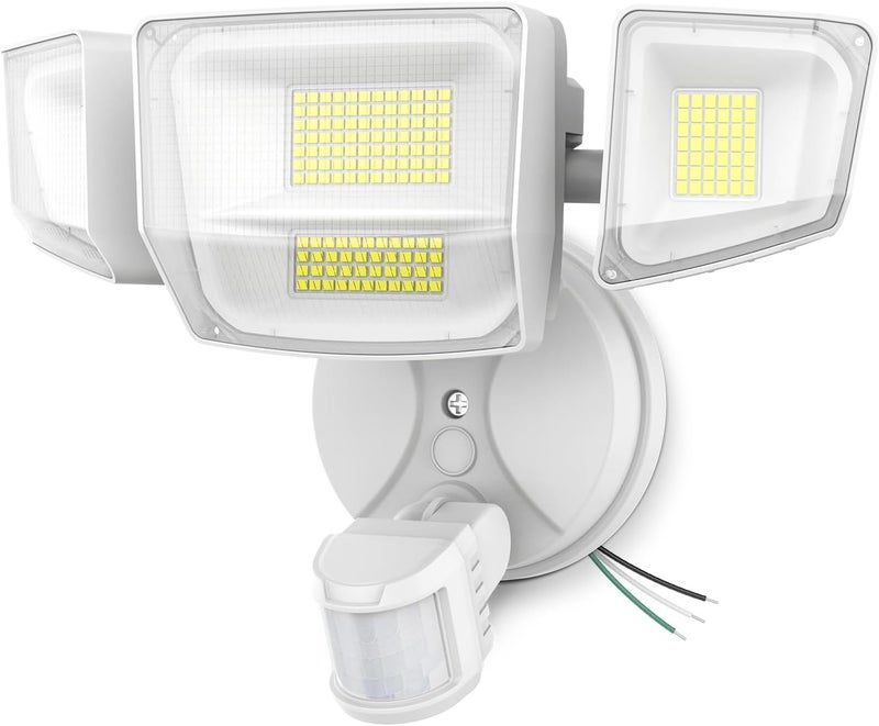 Onforu 90W 10000LM LED Motion Sensor Outdoor Lights, 4-Head Dusk to Dawn Outdoor Lighting, Hardwired Flood Lights, IP66 Waterproof 6500K Security Floodlight for Outside (White) - Image 1